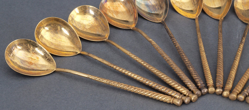 Gold plated silver spoons (12 pcs.)