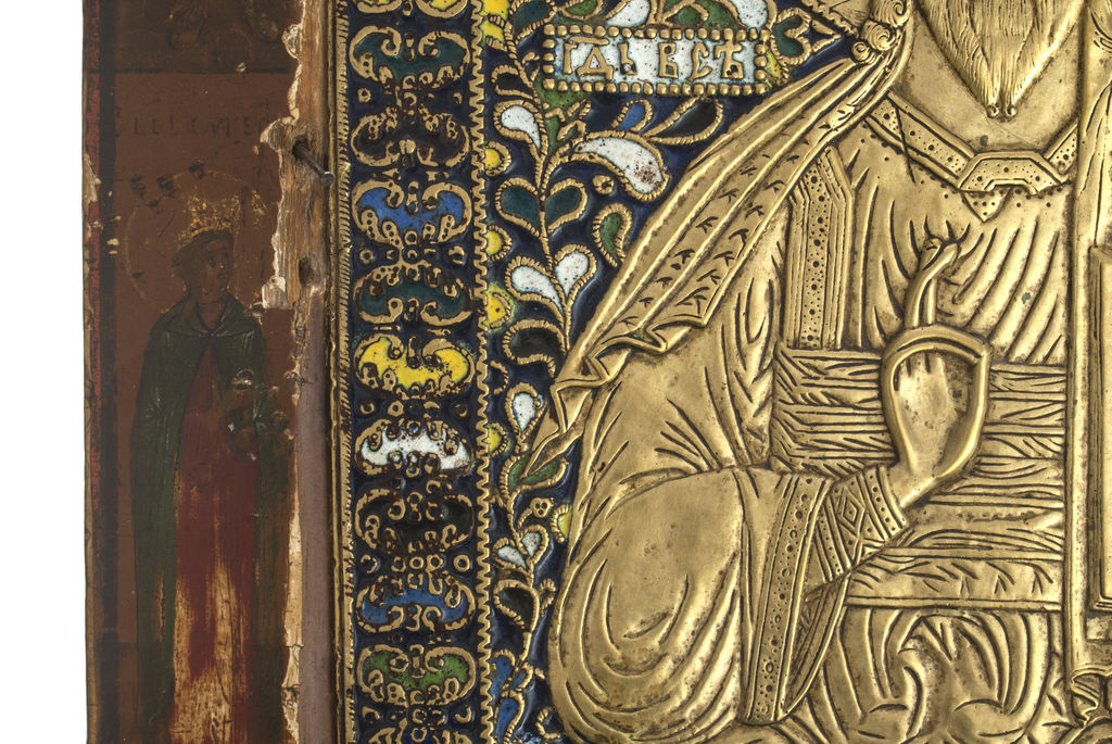 Bronzas ikona ar krāsainām emaljām