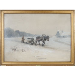Winter landscape with a cart