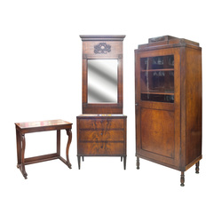 Furniture set of Janis Rozentals - warderobe, console, commode, mirror