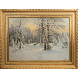 Winter landscape with a cart