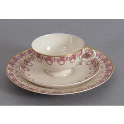 Porcelain cup with saucer and dish