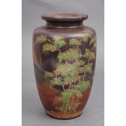 Wooden vase with painting