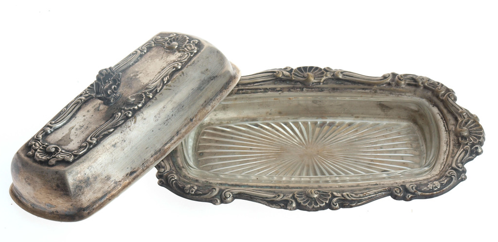 Silver plated butter dish