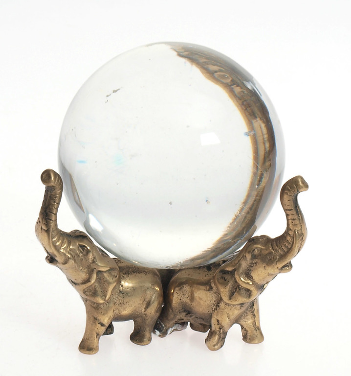 Crystal ball with bronze stand 