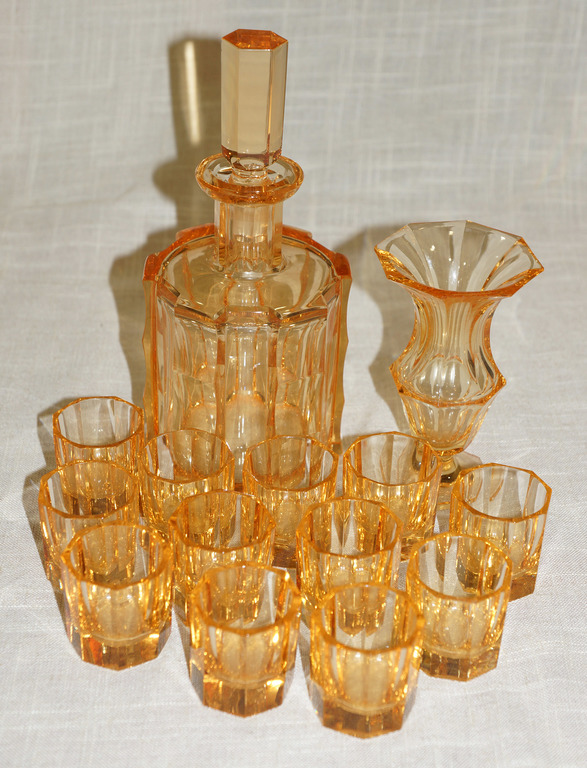 Glass set - vase, decanter, 12 cups