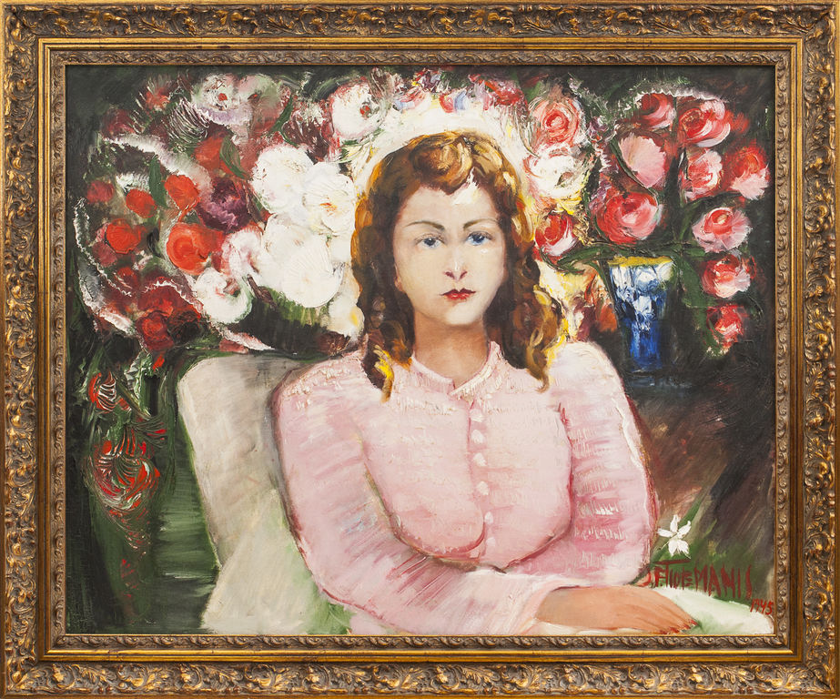 Girl with flowers (Portrait of the wife)