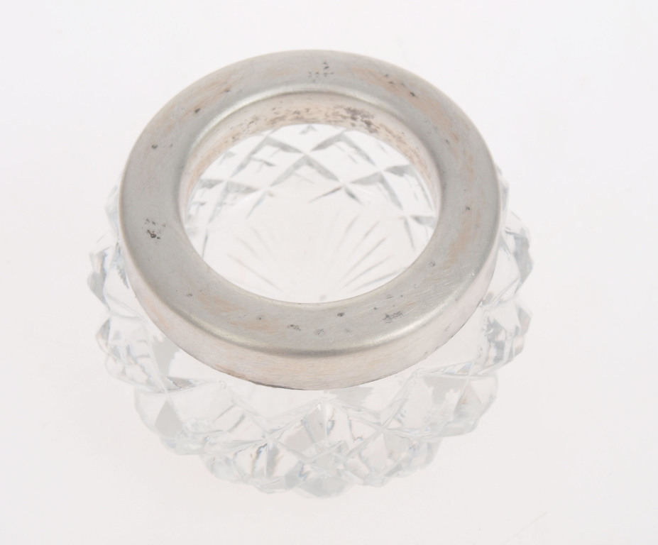 Crystal utensil for spices with silver finish
