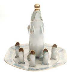 Porcelain set for liqueur - decanter, tray, 6 cups 