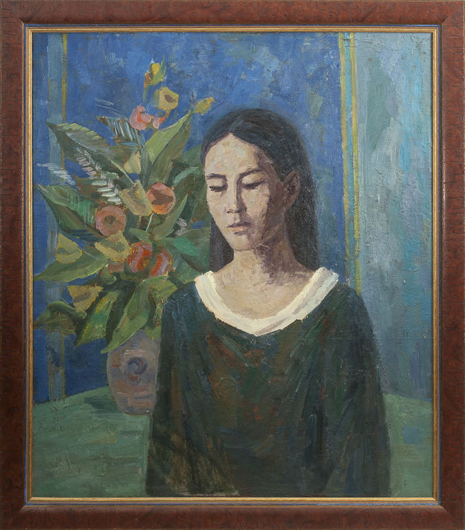 Portrait with flowers