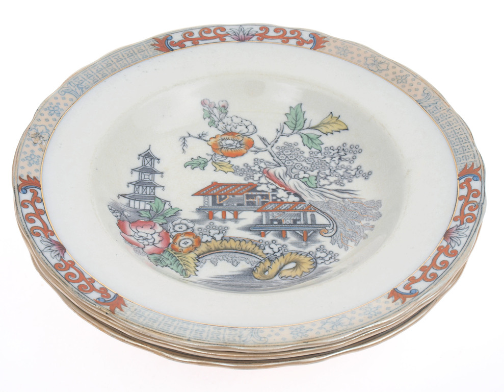 Faience plate for soup (3 pcs.)