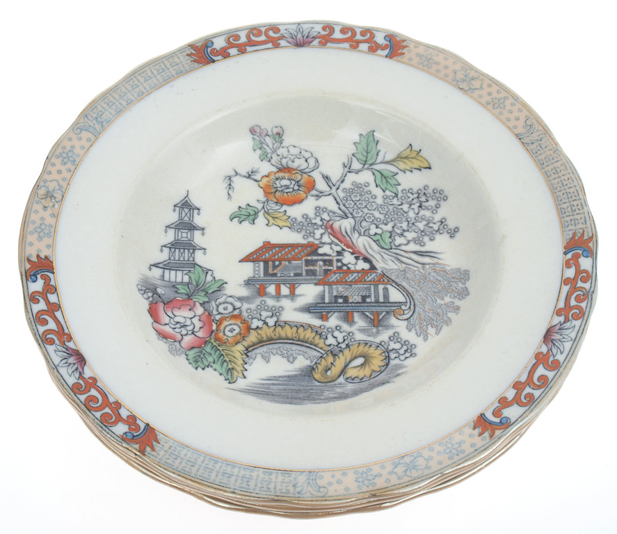 Faience plate for soup (3 pcs.)