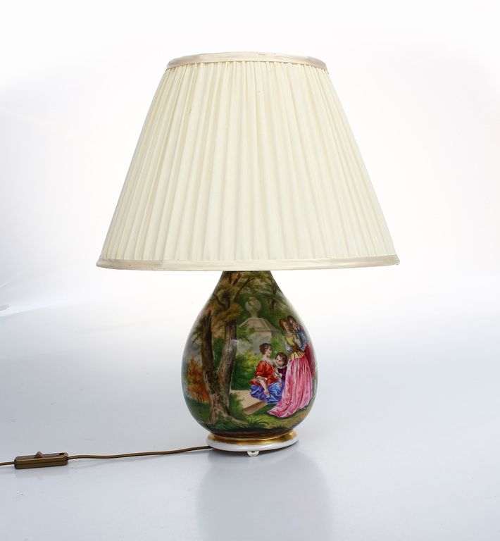 Porcelain lamp with painting in Biedermeier style