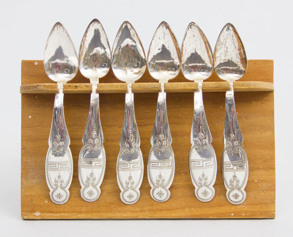 Silver spoons with stand 6 pcs.