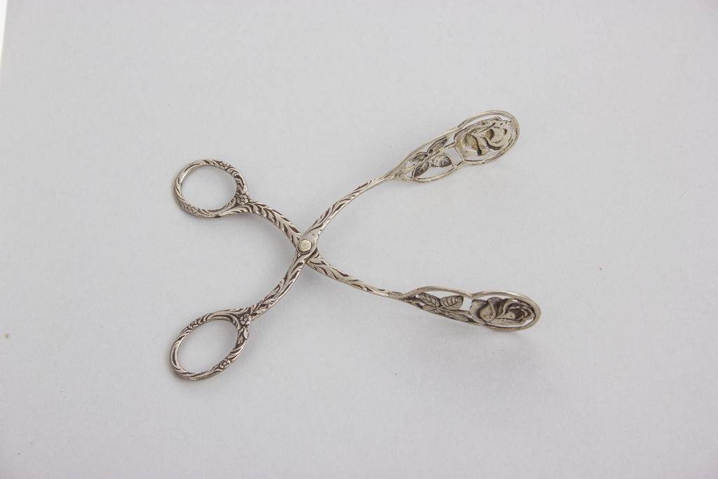 Silver dessert tongs