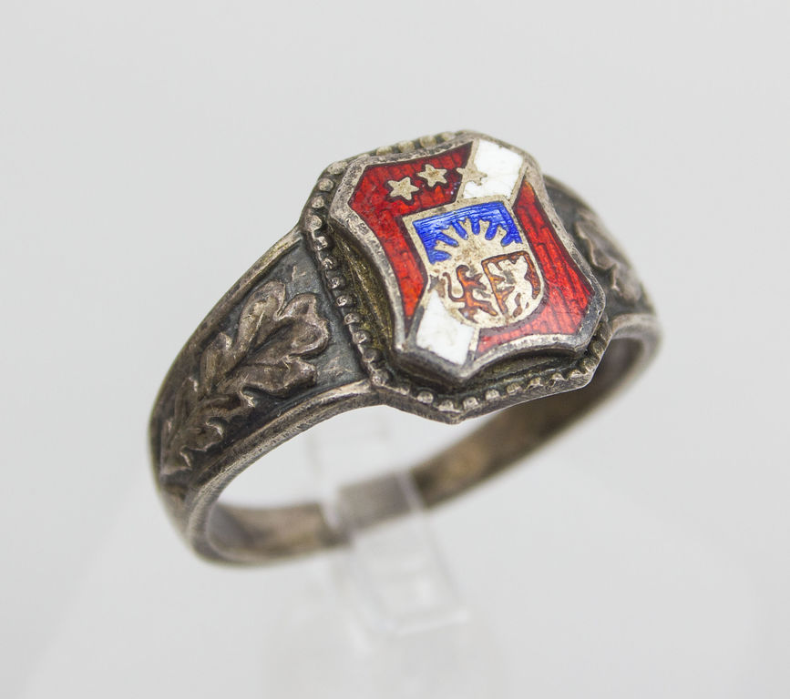 Silver ring with Latvian crest