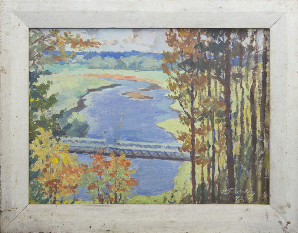 Landscape with river and bridge