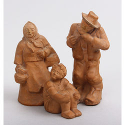 Porcelain figurines (3 pcs.) - Guy, housewife and hungry husband