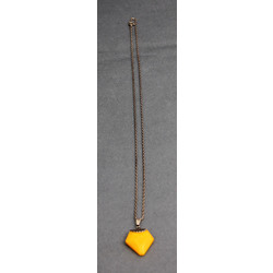 100% Natural Baltic amber oendant with silver finish, chain
