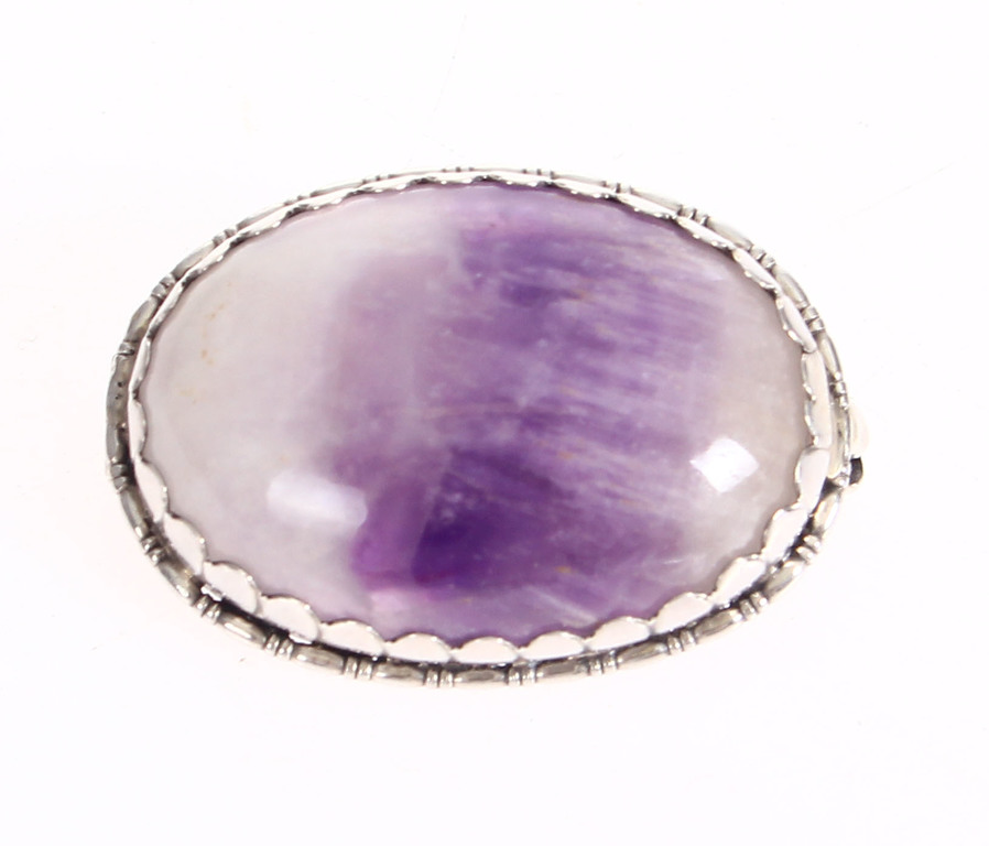 Silver Art Nouveau style brooch with amethyst