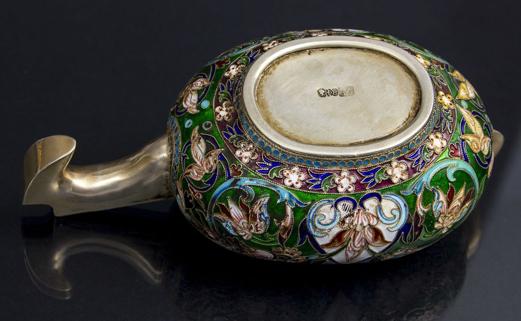 Silver cup with with multi-color enamel