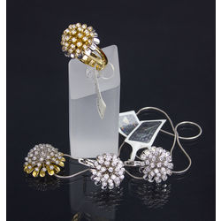 Gold jewelry set - earrings, ring, pendant 