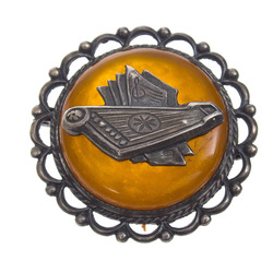Silver brooch with amber 