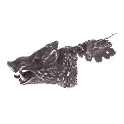 Silver nozzle with garnets “Boar”