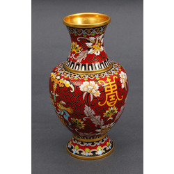 Metal vase with enamel