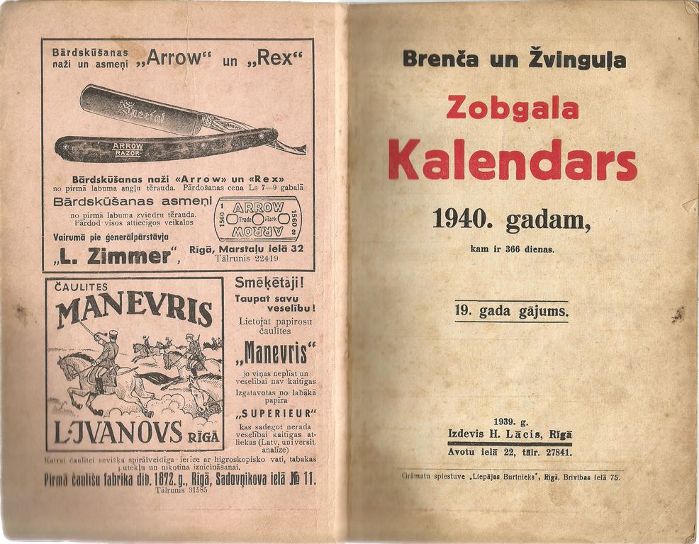 Brenča un Žvinguļa zobgala kalendārs (7 izdevumi)