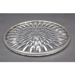 Crystal Cake Tray with Silver Finish