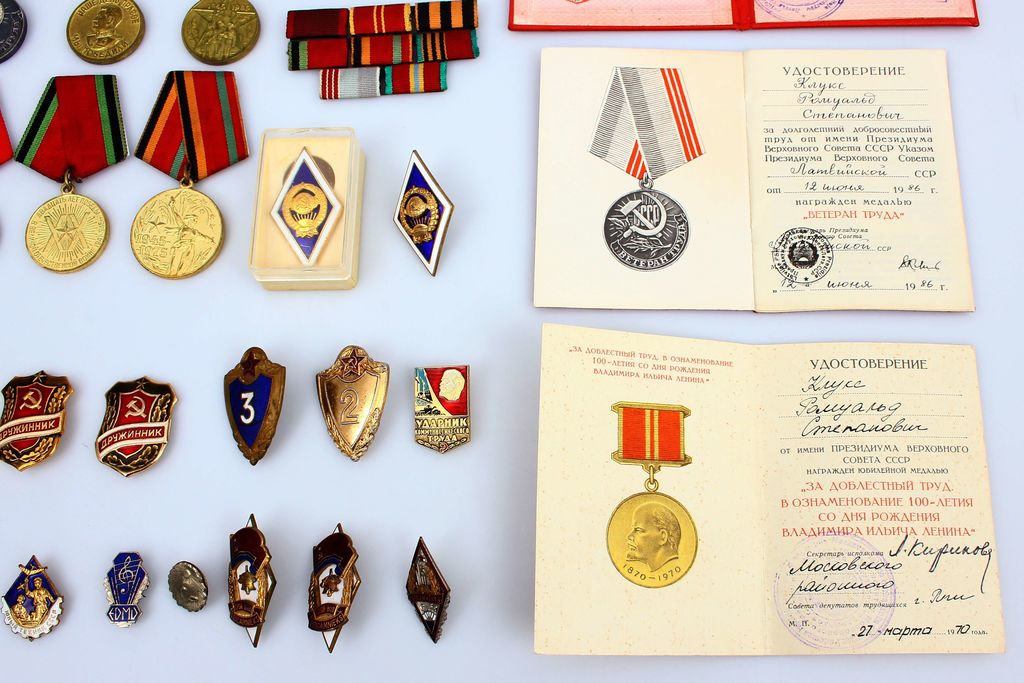 A collection of awards and badges