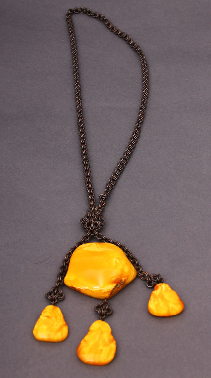 100% Natural Baltic amber pendant with metal