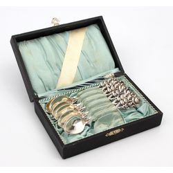Серебряние ложки (6 шт.) в стиле ар-нуво с оригинальной коробке