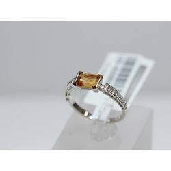 Gold ring with 10 brilliants, citrine