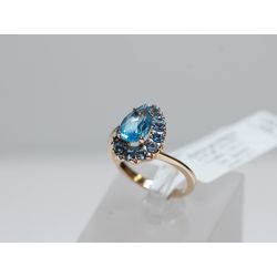 Gold ring with topaz, synthetic spinel