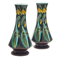 Two French Art Nouveau majolica vases