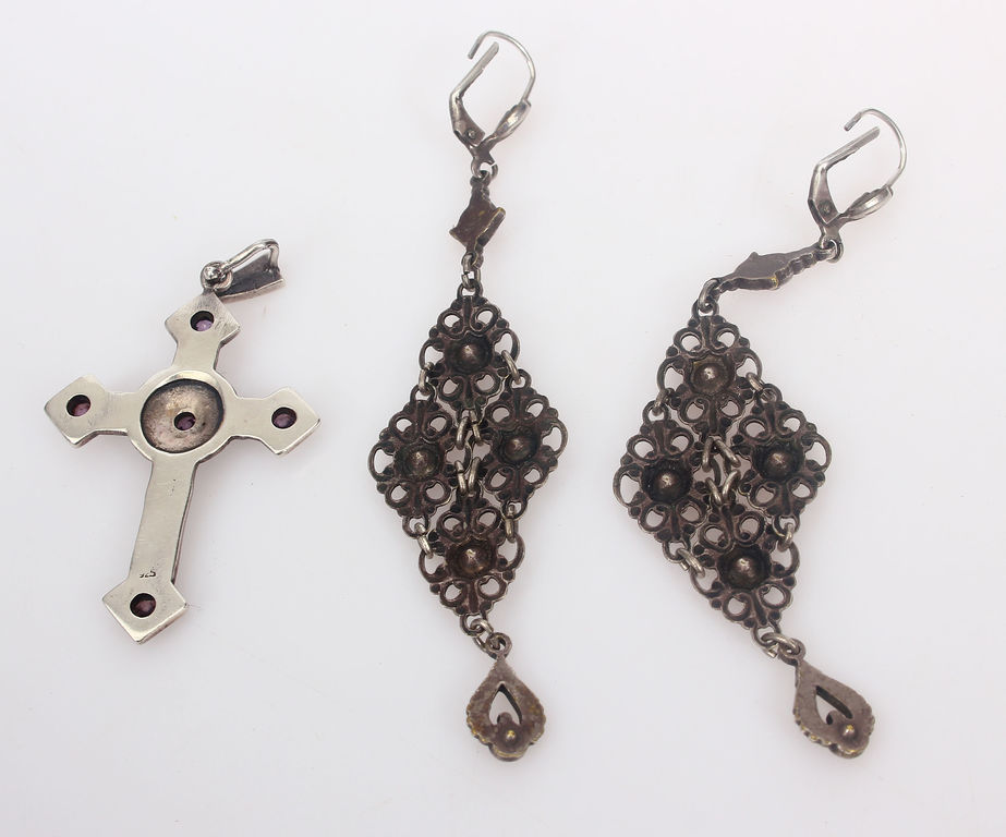 Earrings and pendant - cross