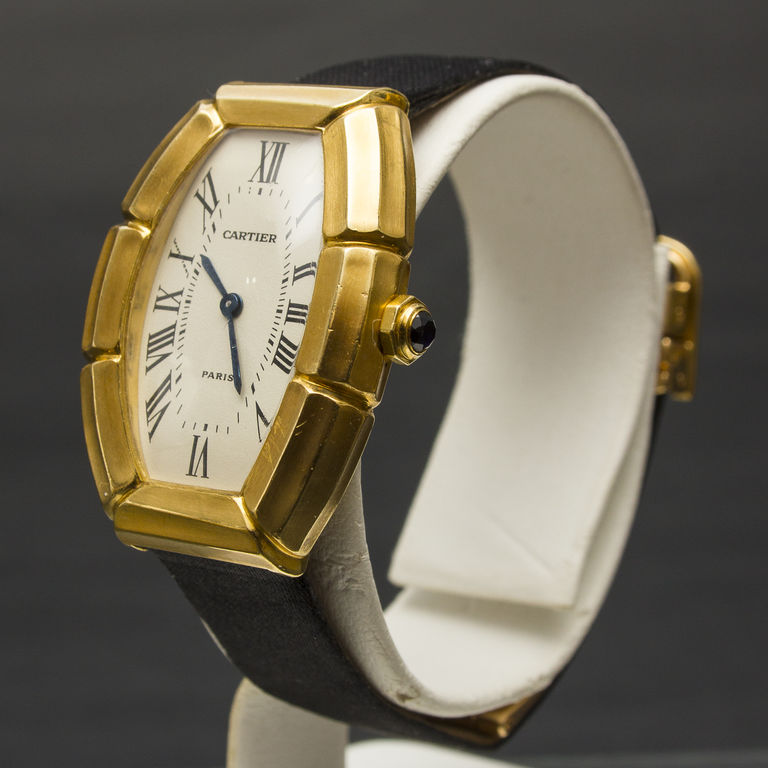 French gold watch Cartier Tonneau Bambou
