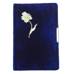 Art Nouveau note pad with velvet lids and golden Art Nouveau flower