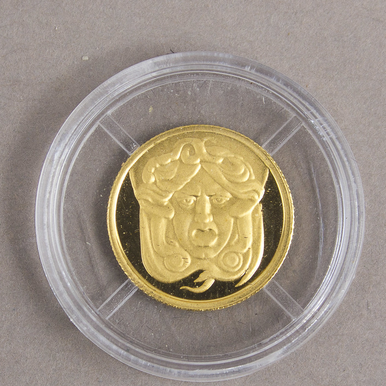 Zelta jubilejas 1 lata monēta kastītē 