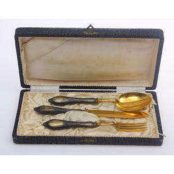 Silver cutlery set in original box - knife, fork, spoon