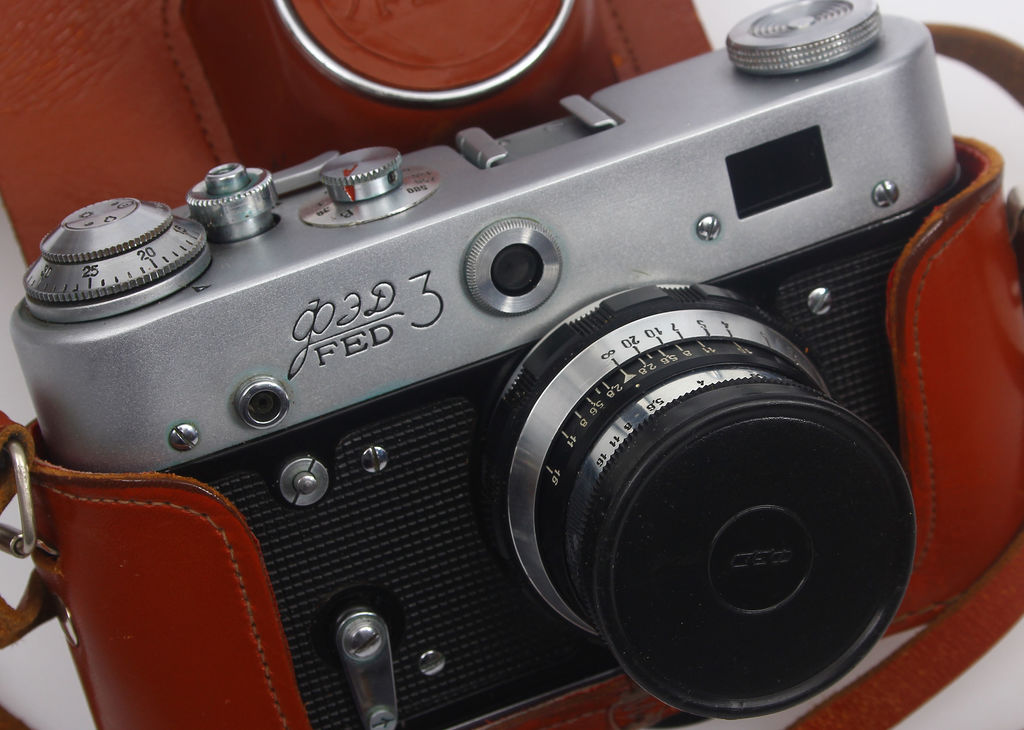 Camera in original leather case