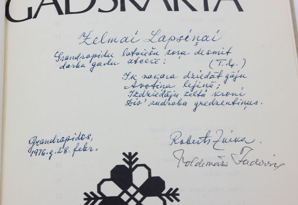 Jānis Norvilis, Senā gadskārta(latviešu tautas dziesmās) with 2 conductor autographs (Roberts Zuikas and Valdemāra Jadvinska)