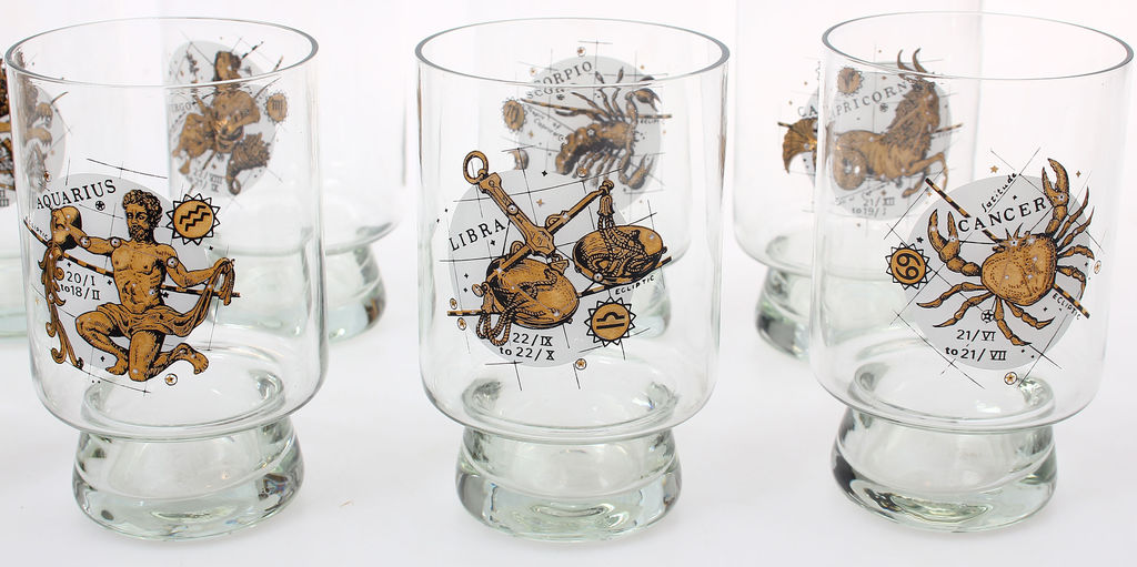 Glass glasses with zodiac signs 12 pcs