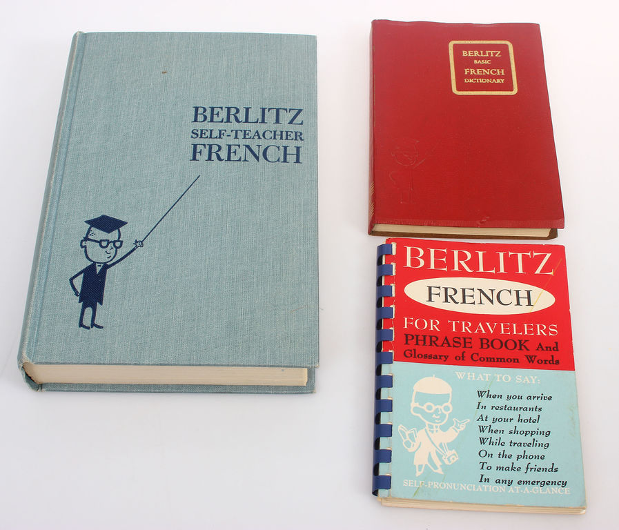 3 книги - Berlitz self-teacher french, Berlitz basic french dictionary, Berlitz fench for travelers