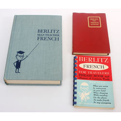 3 books - Berlitz self-teacher french, Berlitz basic french dictionary, Berlitz fench for travelers