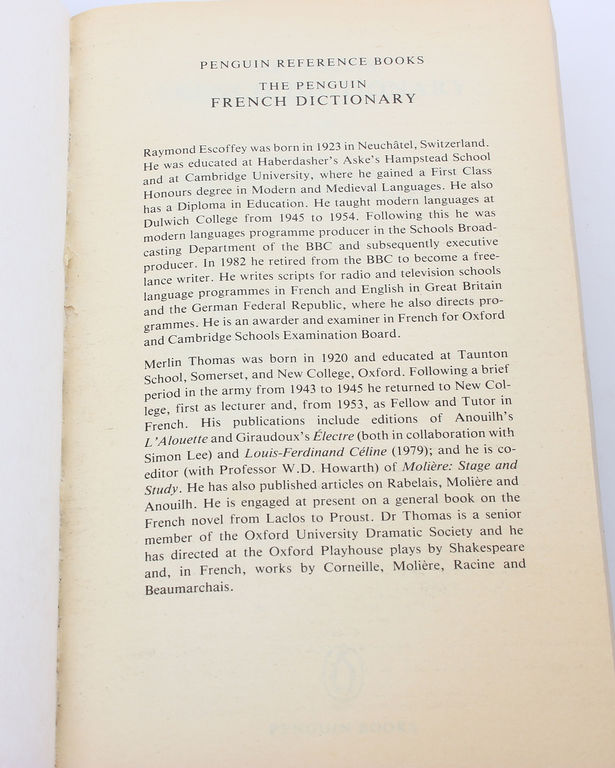 The Penguin french dictionary, French-english, english-french