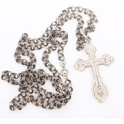 Silver cross with chain