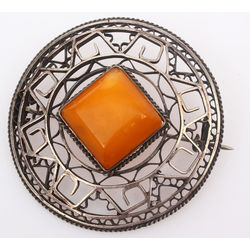 Amber pendant with silver finish